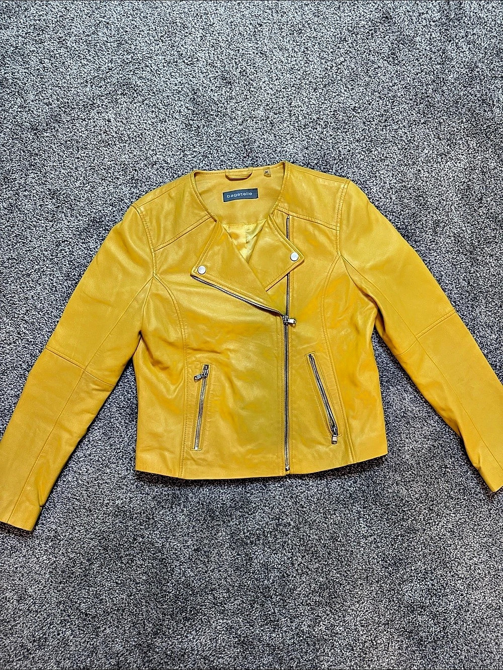 bagatelle Moto Leather Jacket in Yellow Size Medium